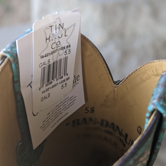 TIN HAUL Ban-Dan-Uh Paisley cowgirl western boots square toe brand NEW NWT - Picture 5 of 6